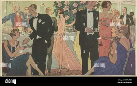 Vintage illustration of a 1920s cocktail party