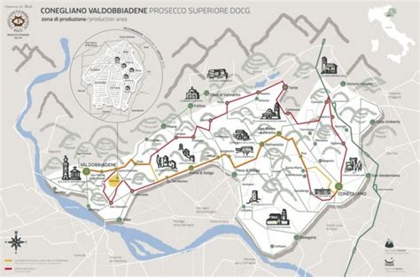 Mappa della zona Prosecco DOCG Valdobbiadene Conegliano
