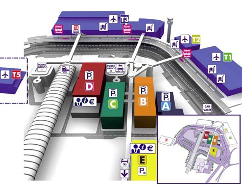 Mappa stilizzata dell'Aeroporto di Roma Fiumicino con indicazione dei terminal e delle aree duty-free