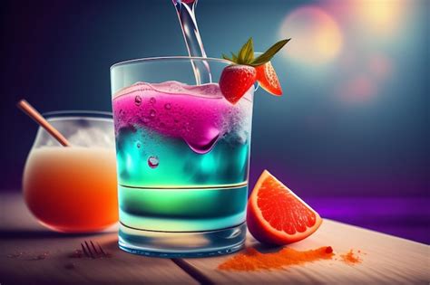 Cocktail colorato con guarnizioni eleganti