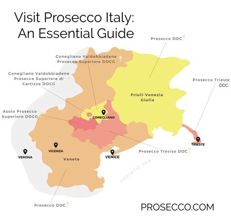 Mappa della regione vinicola del Prosecco in Italia