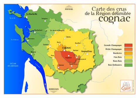 Mappa delle sei Cru della regione di Cognac