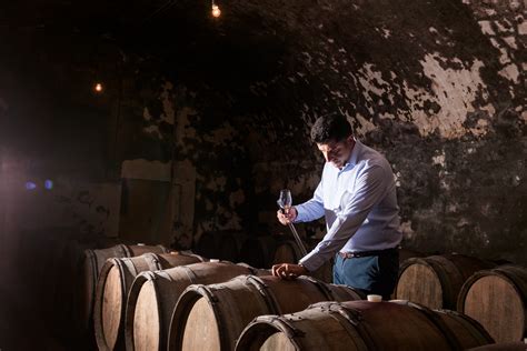 Chef de Cave che degusta vini base in cantina