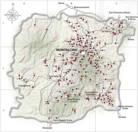 Mappa della zona di Montalcino con evidenziata la Tenuta Luce