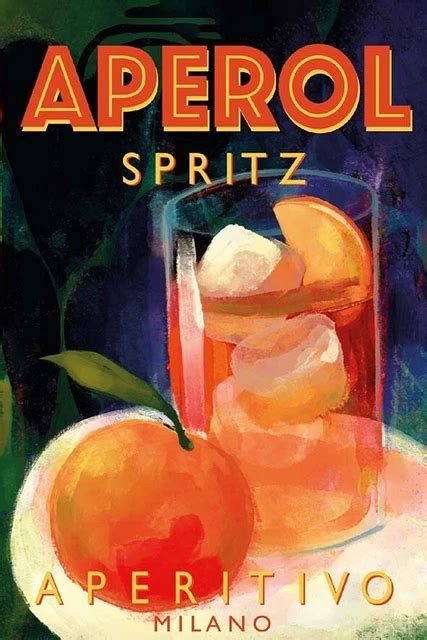 Manifesto vintage Aperol con persone che brindano