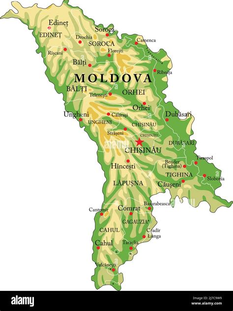 Mappa della Moldavia con evidenziate le principali città