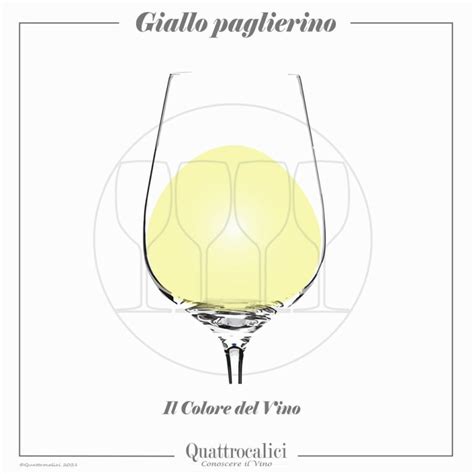 Calice di vino Riesling giallo paglierino con riflessi verdognoli