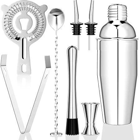 set di attrezzi da barman con shaker, jigger e bar spoon
