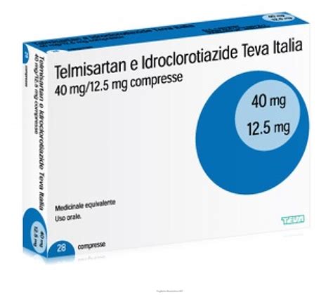 Schema che illustra i meccanismi d'azione combinati di telmisartan e idroclorotiazide