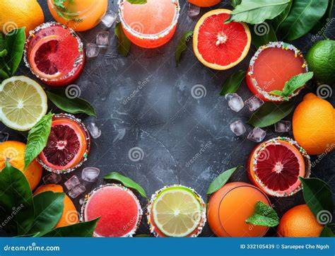 Various citrus garnishes on cocktail glasses