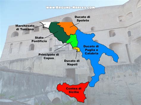 Mappa del Regno di Napoli nel periodo feudale