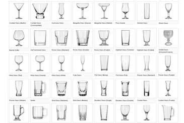 set di bicchieri da cocktail di varie forme