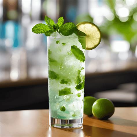 Immagine di un bicchiere di Frozen Mojito con guarnizione di lime e menta