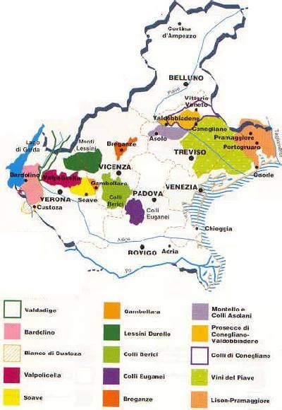 Mappa interattiva delle zone vinicole del Veneto