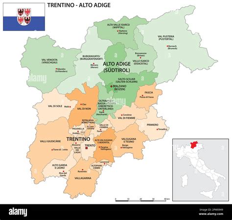 Mappa dell'Alto Adige con zone vitivinicole