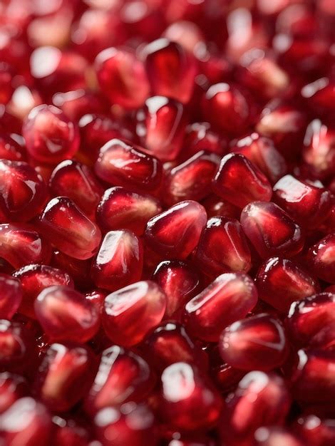 Primo piano di semi di melograno succosi e brillanti