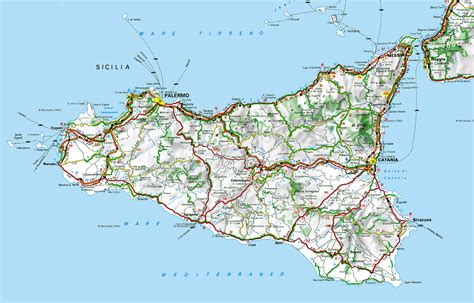 Mappa della Sicilia con evidenziata la zona di produzione di Tasca d'Almerita