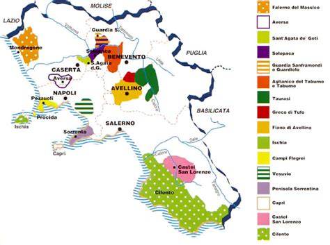 Mappa dell'area del Taurasi in Campania