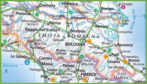 Mappa della regione Emilia-Romagna con evidenziata la zona di Castelvetro