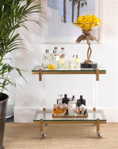 Carrello porta liquori moderno in metallo e vetro