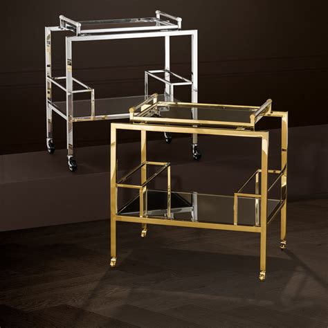 Mobile porta liquori in acciaio inossidabile con ripiani a specchio