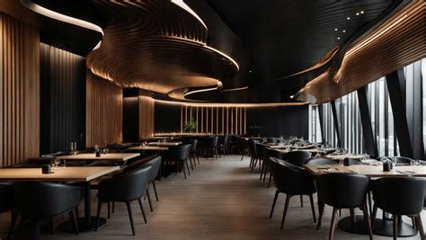 Interno di un ristorante elegante e moderno con elementi d'arredo storici, come vecchie travi in legno o mattoni a vista, che richiamano l'architettura dell'edificio.