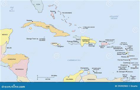 Mappa dei Caraibi con evidenziate le isole produttrici di rum