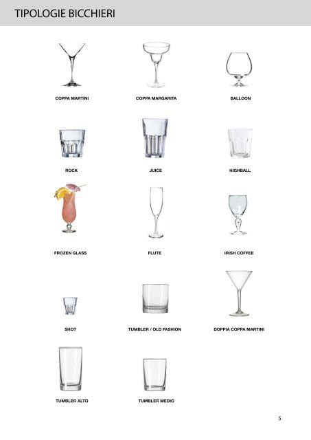 Diverse tipologie di bicchieri da cocktail