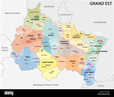 Mappa della regione Grand Est con evidenziate le aree di Champagne e Borgogna