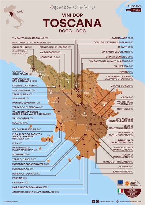 Mappa di una regione vinicola con indicazione del terroir