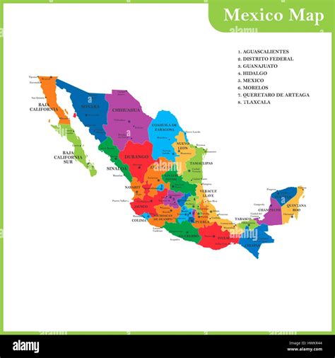 Mappa del Messico che evidenzia le regioni designate per la produzione di tequila.