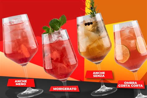 Diverse varianti di spritz servite in bicchieri