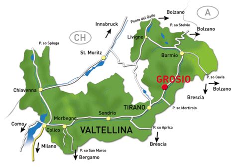 Mappa delle denominazioni vinicole della Valtellina