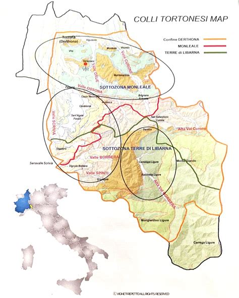Mappa dei Colli Tortonesi