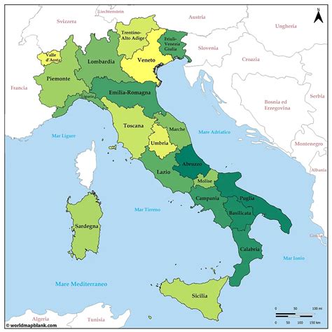 Mappa dell'Italia con evidenziate le regioni con maggiore concentrazione di birrifici artigianali