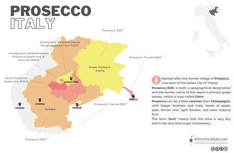 Mappa delle zone DOC e DOCG del Prosecco