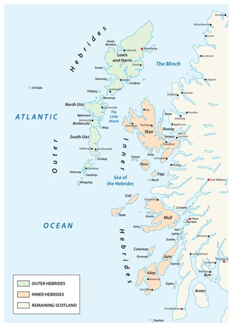 Mappa delle Isole Ebridi con Islay evidenziata