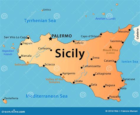 Mappa della Sicilia con evidenziata la città di Messina