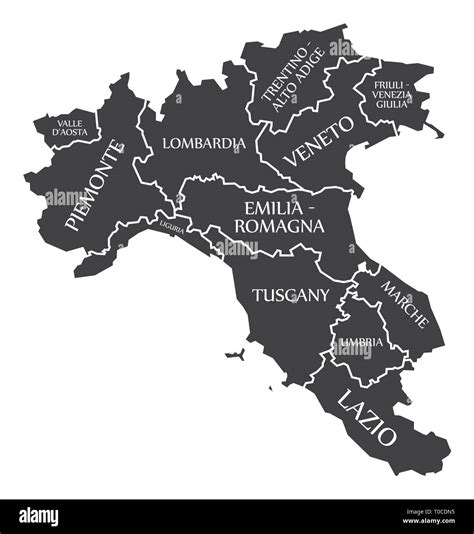 Mappa delle regioni vinicole del Nord Italia