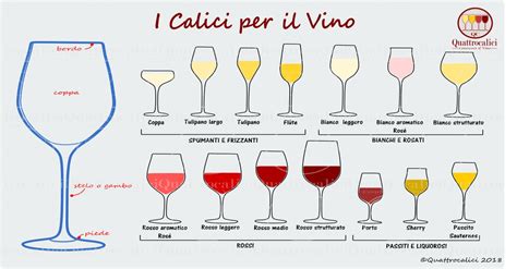 Diverse tipologie di calici da vino