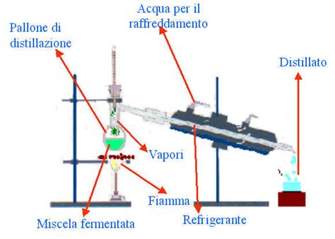 Schema di un alambicco con le sue parti