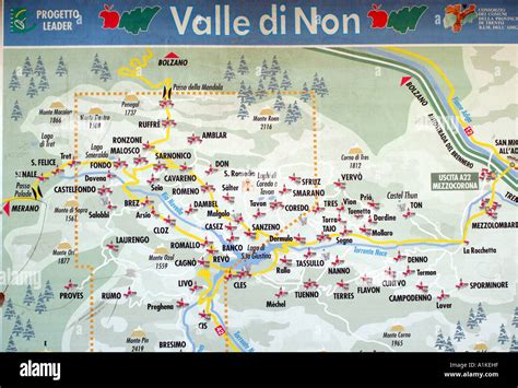 Mappa della Val di Non con Rumo e i comuni circostanti evidenziati