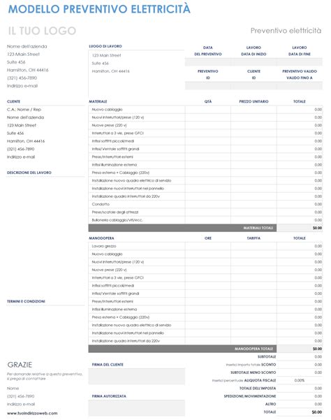 Documento di preventivo edile con voci di costo dettagliate