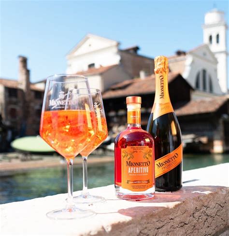 Dettaglio di un bicchiere di Mionetto Aperitivo con guarnizione