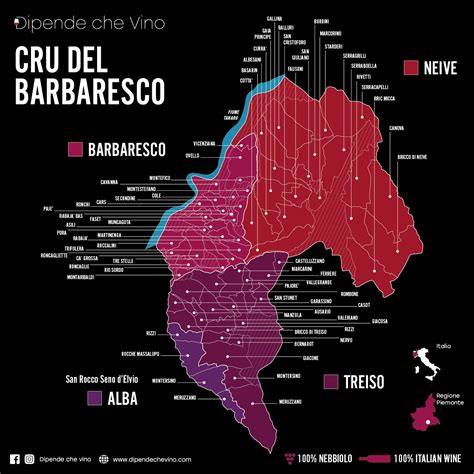 Mappa dei comuni di produzione del Barbaresco