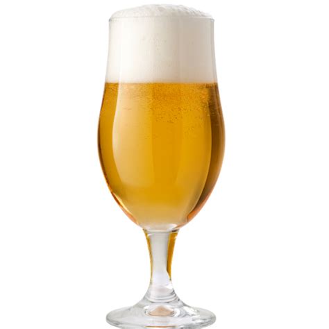 Bicchiere a tulipano riempito con birra