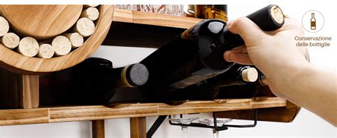 Portabottiglie in legno e cuoio