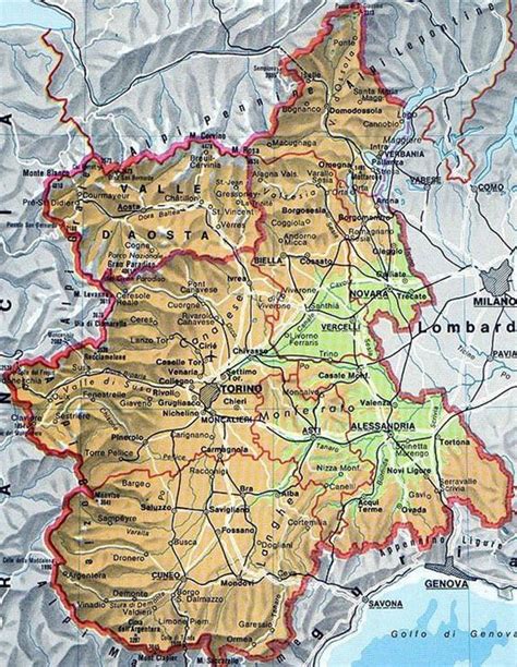 Mappa del Piemonte con evidenziata la provincia di Torino e l'area del Canavese
