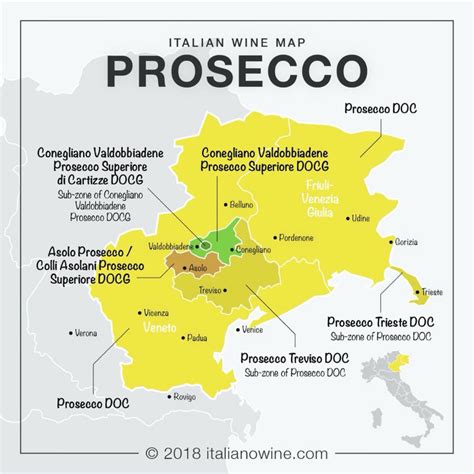 Mappa della zona DOCG Asolo Prosecco