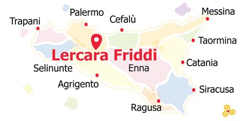 Mappa antica della Sicilia che mostra la posizione di Lercara Friddi